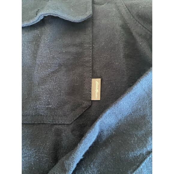Eddie Bauer Button Front Long Sleeve Mens M chamois Dark Blue Flannel Shirt - Picture 7 of 8